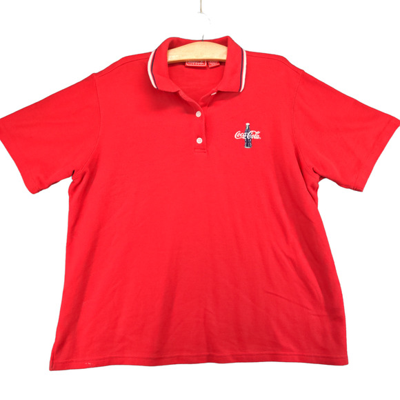 Coca-Cola Mens Uniform Crew Polo Shirt Red Plus Size 26W/28W Short Sleeve - Picture 1 of 13